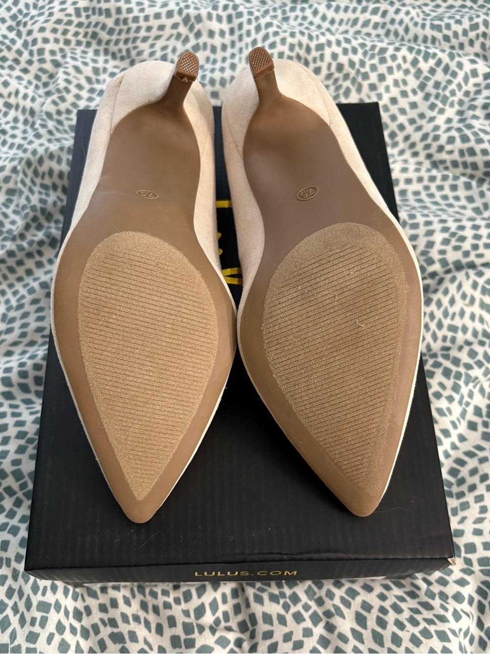 Lulu's Light Beige Suede Pointed-Toe Heels - Picture 3 of 5